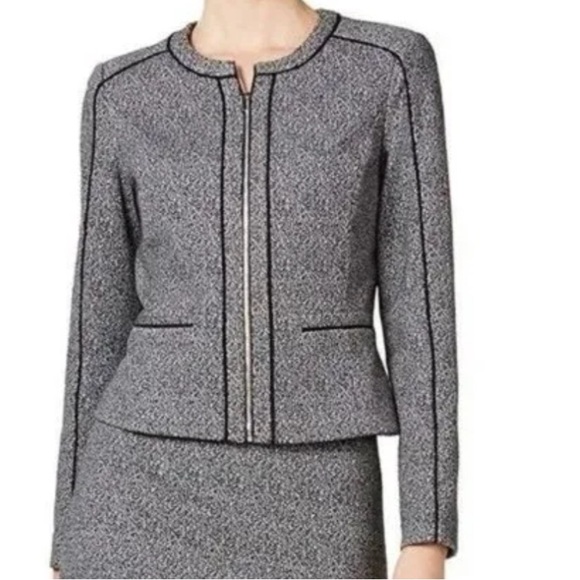 Calvin Klein womens plus size 18W Tweed zip up blazer jacket - Picture 1 of 6